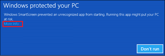 Windows SmartScreen More info step